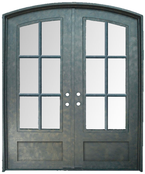 Classic double iron door, eyebrow arch