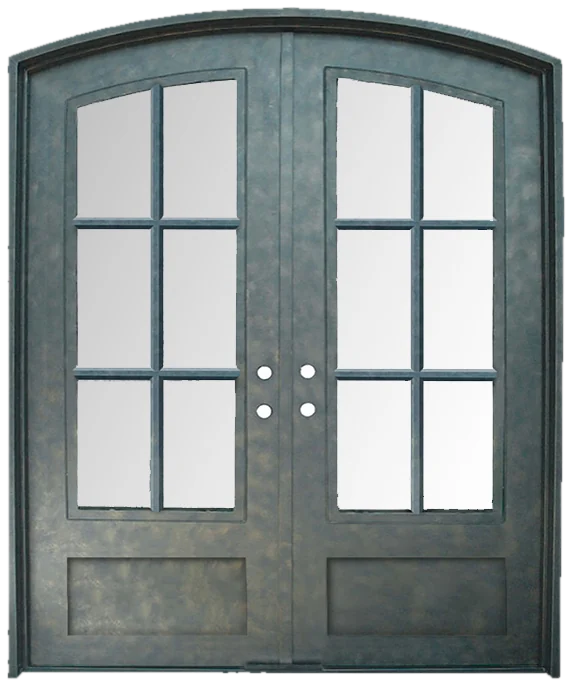 Classic double iron door, eyebrow arch