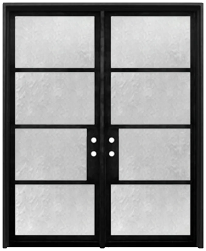 Modern black double iron door